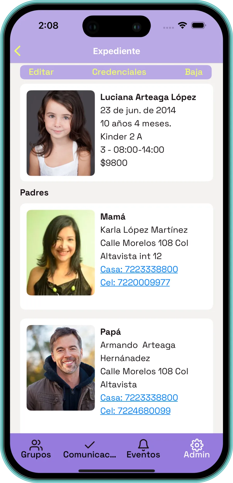 Expediente digital del alumno con información completa